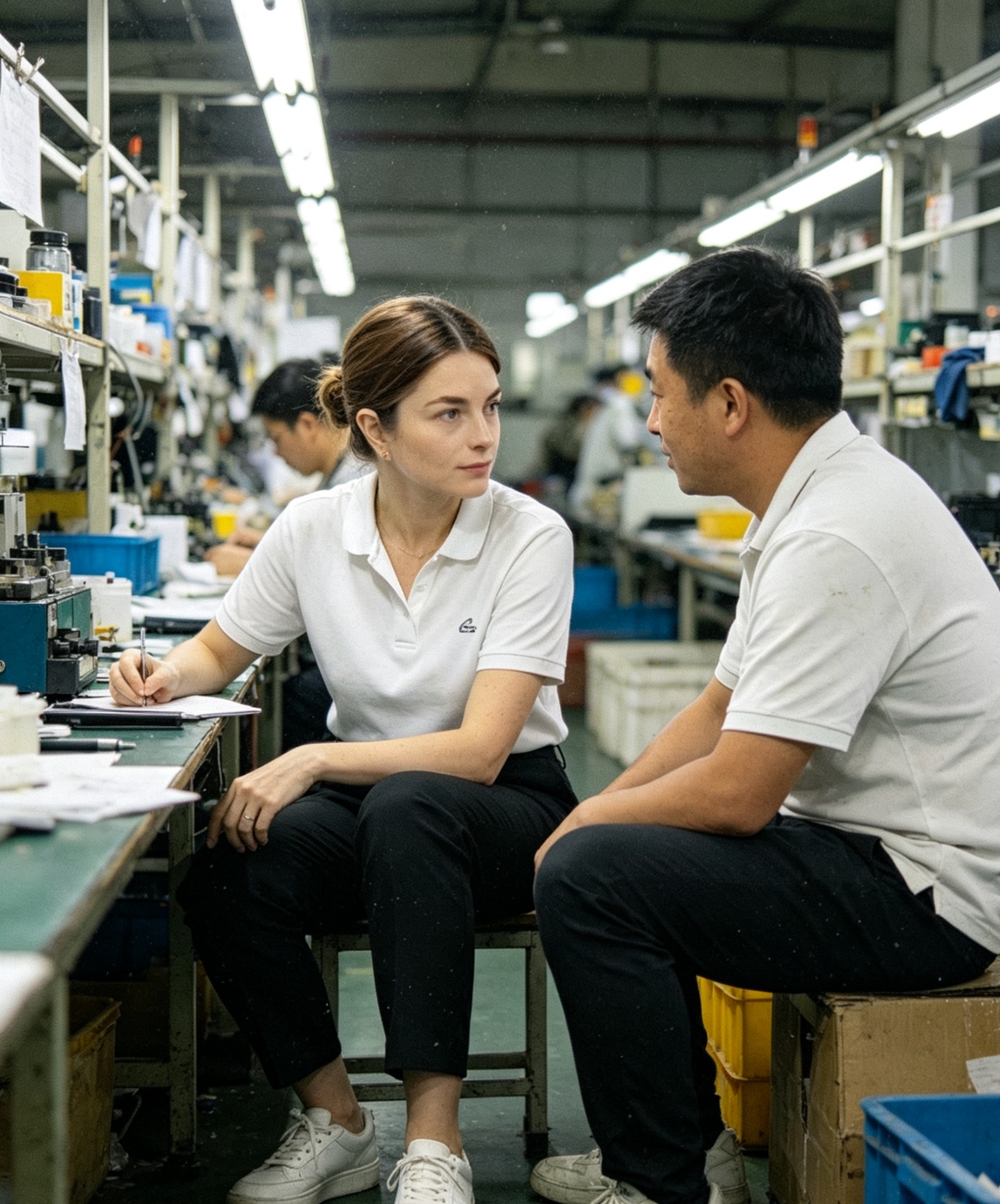 KM Global sourcing consultation on the factory floor